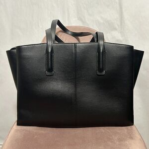 Freja New York Paloma Tote Handbag Womens Black Vegan Leather Zip Button Close